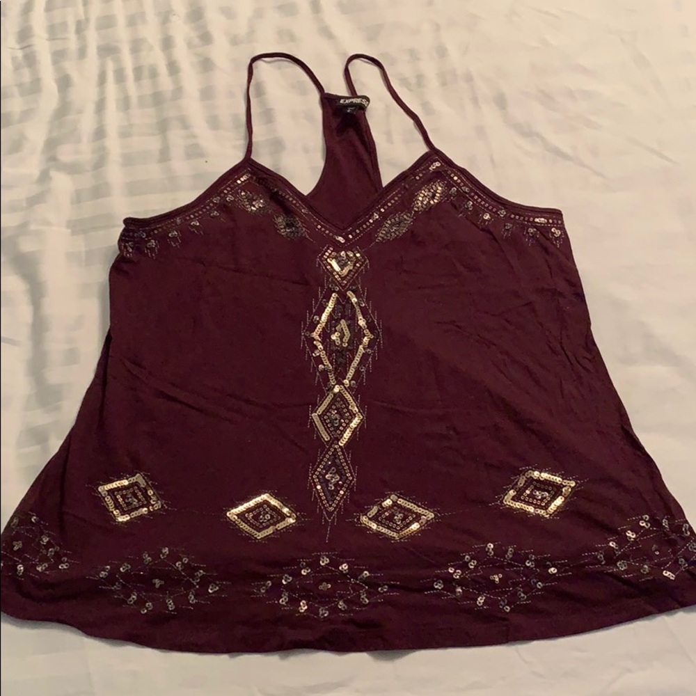 Express Purple and Sequin Tank Top Size L